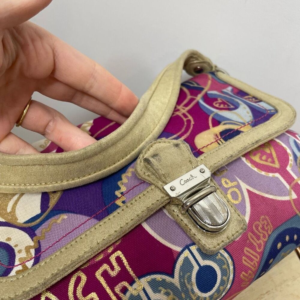 Coach Poppy C‎ Metallic Layla Graffiti Metallic Demi Satchel Shoulder Swing Bag - Picture 7 of 10